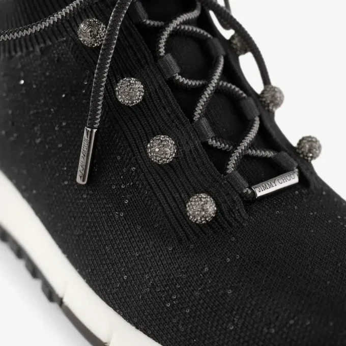 Zapatillas Veles de punto negro con lentejuelas