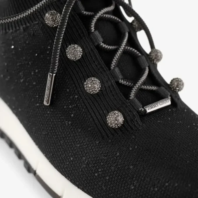 Zapatillas Veles de punto negro con lentejuelas