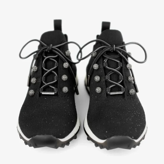 Zapatillas Veles de punto negro con lentejuelas