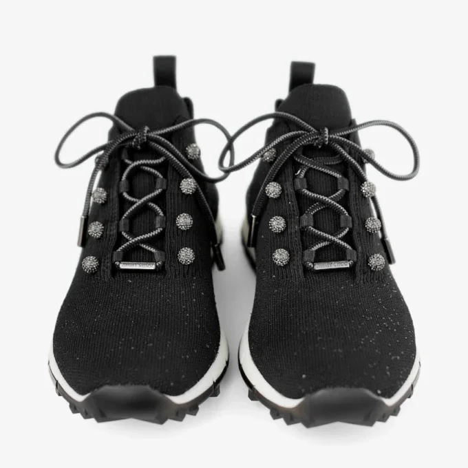 Zapatillas Veles de punto negro con lentejuelas