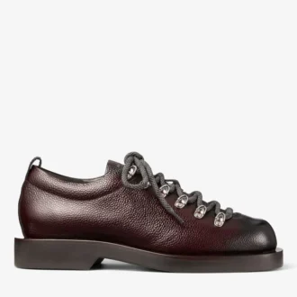 Zapatos con cordones Reeves de piel granulada escocesa color chocolate