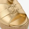 Zapatos de cuña Leda 100 de piel napa metalizada dorada