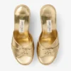 Zapatos de cuña Leda 100 de piel napa metalizada dorada