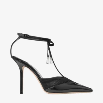 Zapatos de salón Afia Mesh 100 en negro Spazzolato y tul fruncido