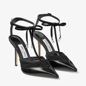 Zapatos de salón Afia Mesh 100 en negro Spazzolato y tul fruncido