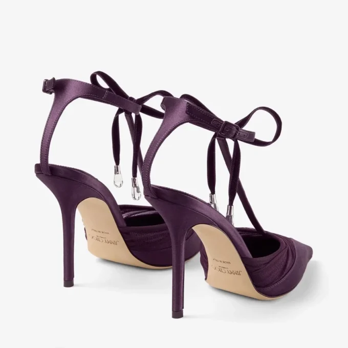Zapatos de salón Afia Mesh 100 Winter Bloom de satén y tul fruncido