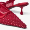 Zapatos de salón Amel 50 en malla de cristal rojo rubí y satén