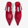 Zapatos de salón Amel 50 en malla de cristal rojo rubí y satén