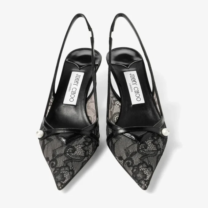 Zapatos de salón Amita 45 negros de jimmy choo con encaje y spazzolato