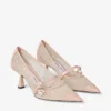 Zapatos de salón Aren 65 de piel Macaron y malla con estampado de corazones y adorno de perla