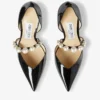 Zapatos de salón Aurelie 85 de charol negro con punta y adornos de perlas Zapatos de salón Aurelie 85 de charol negro con punta y adornos de perlas