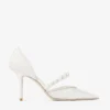 Zapatos de salón Aurelie 85 de jimmy choo en encaje marfil con adornos de perlas