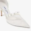 Zapatos de salón Aurelie 85 de jimmy choo en encaje marfil con adornos de perlas