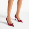 Zapatos de salón Auria 70 en rojo rubí con lazo de satén y cristales