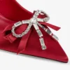 Zapatos de salón Auria 70 en rojo rubí con lazo de satén y cristales