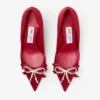 Zapatos de salón Auria 70 en rojo rubí con lazo de satén y cristales