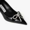 Zapatos de salón Auria 70 negros en piel spazzolato suave con lazo de terciopelo y cristales