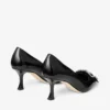 Zapatos de salón Auria 70 negros en piel spazzolato suave con lazo de terciopelo y cristales