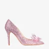 Zapatos de salón Avril de ante rosa y punta afilada cubiertos de cristales