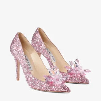 Zapatos de salón Avril de ante rosa y punta afilada cubiertos de cristales