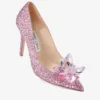 Zapatos de salón Avril de ante rosa y punta afilada cubiertos de cristales