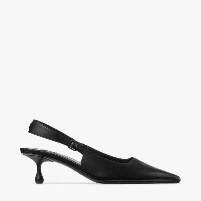 Zapatos de salón con talón abierto Amel 50 en piel napa negra Zapatos de salón con talón abierto Amel 50 en piel napa negra