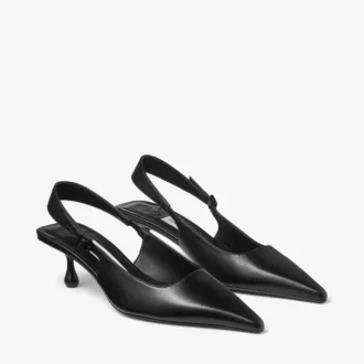 Zapatos de salón con talón abierto Amel 50 en piel napa negra