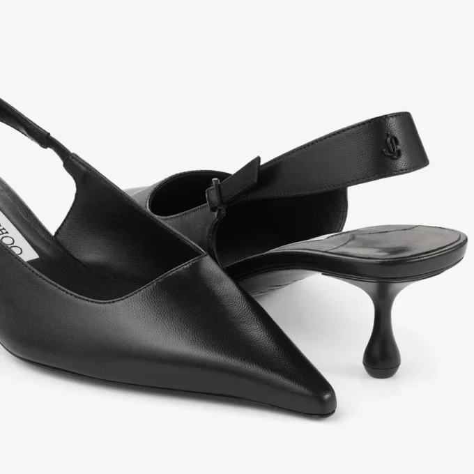 Zapatos de salón con talón abierto Amel 50 en piel napa negra Zapatos de salón con talón abierto Amel 50 en piel napa negra