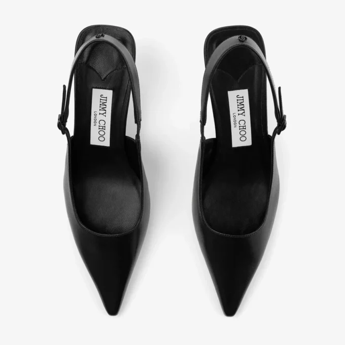 Zapatos de salón con talón abierto Amel 50 en piel napa negra Zapatos de salón con talón abierto Amel 50 en piel napa negra