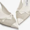 Zapatos de salón con talón abierto Amita 45 en charol color latte y champán y malla metalizada Zapatos de salón con talón abierto Amita 45 en charol color latte y champán y malla metalizada