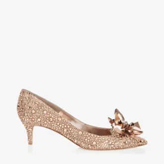 Zapatos de salón de punta afilada Allure con cristales en oro rosa