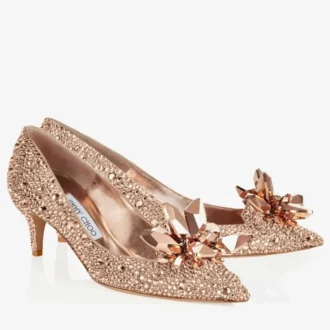 Zapatos de salón de punta afilada Allure con cristales en oro rosa