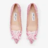Zapatos de salón de punta afilada Allure en ante rosa y cubiertos de cristales