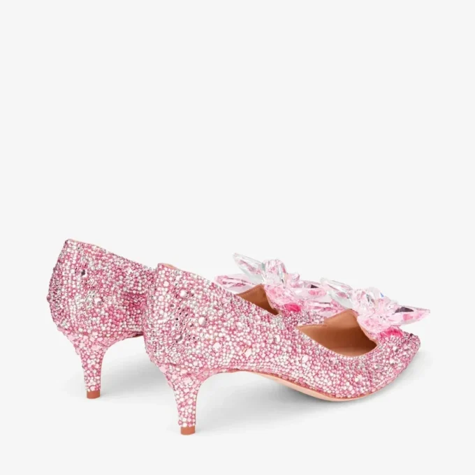 Zapatos de salón de punta afilada Allure en ante rosa y cubiertos de cristales