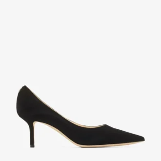 Zapatos de salón de punta afilada Love 65 en ante negro con emblema Jc