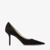 Zapatos de salón de punta afilada Love 85 de ante negro con emblema JC