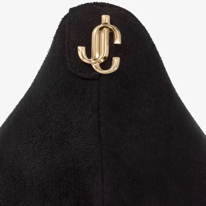 Zapatos de salón de punta afilada Love 85 de ante negro con emblema JC