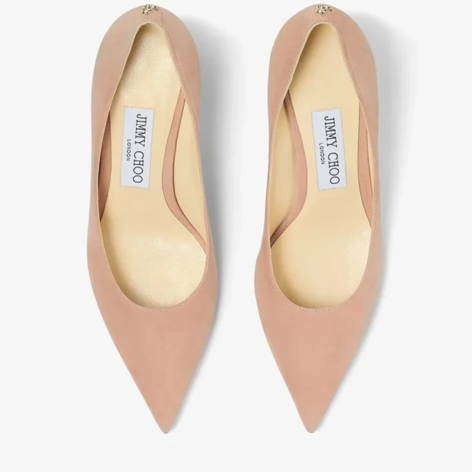 Zapatos de salón de punta de ante rosa ballet Love 65 con el emblema JC