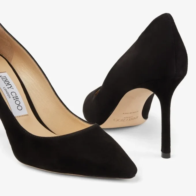 Zapatos de salón de punta Romy 85 de ante negro Zapatos de salón de punta Romy 85 de ante negro