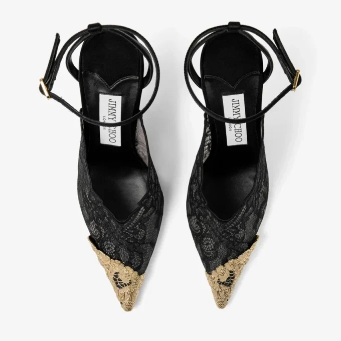 Zapatos de salón Faiz 100 negros de jimmy choo con detalle de encaje y metal
