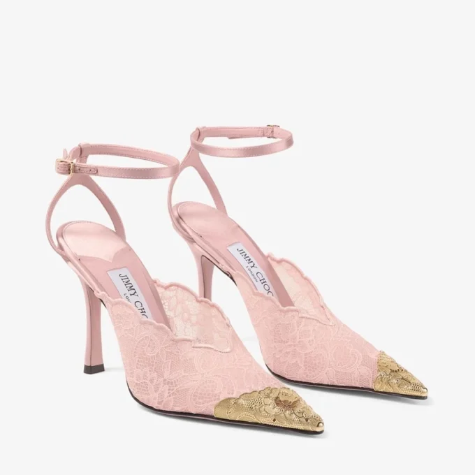 Zapatos de salón Faiz 100 Rose de jimmy choo con encaje y detalle metálico
