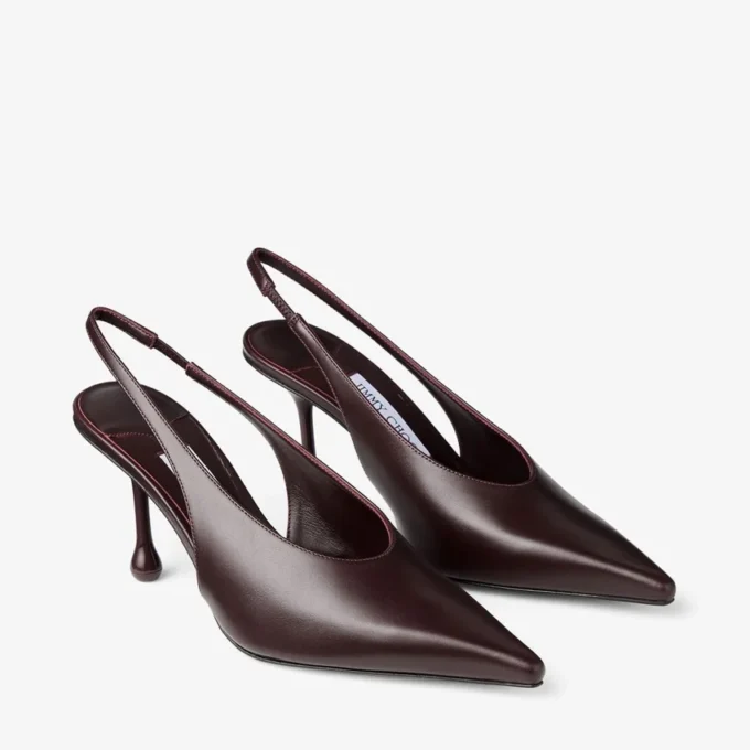 Zapatos de salón Isa 80 en piel de becerro color merlot intenso