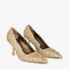 Zapatos de salón Ixia 80 en piel napa metalizada dorada con bordado de cristales Zapatos de salón Ixia 80 en piel napa metalizada dorada con bordado de cristales