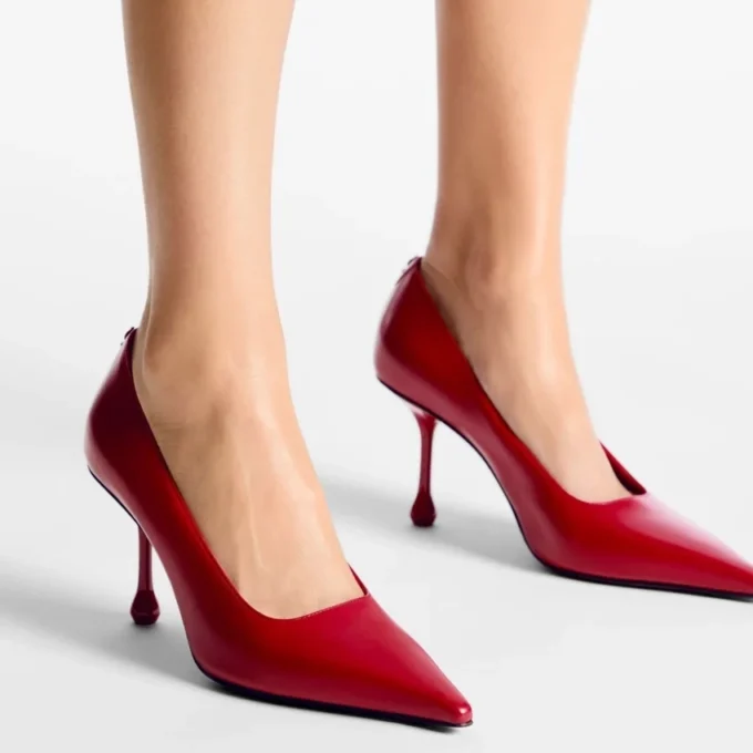 Zapatos de salón Ixia 80 en piel rojo rubí Zapatos de salón Ixia 80 en piel rojo rubí