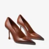 Zapatos de salón Ixia 95 de piel spazzolato con acabado rociado color coñac