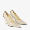 Zapatos de salón Ixia 95 de satén amarillo mantequilla con pedrería