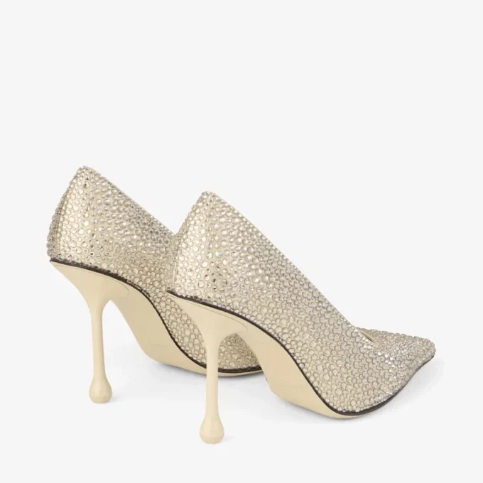 Zapatos de salón Ixia 95 de satén amarillo mantequilla con pedrería