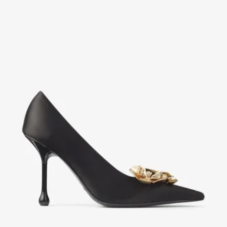 Zapatos de salón Ixia 95 de satén negro con flores
