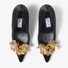 Zapatos de salón Ixia 95 de satén negro con flores Zapatos de salón Ixia 95 de satén negro con flores