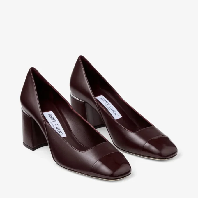 Zapatos de salón Jenson 65 en napa de charol color merlot intenso